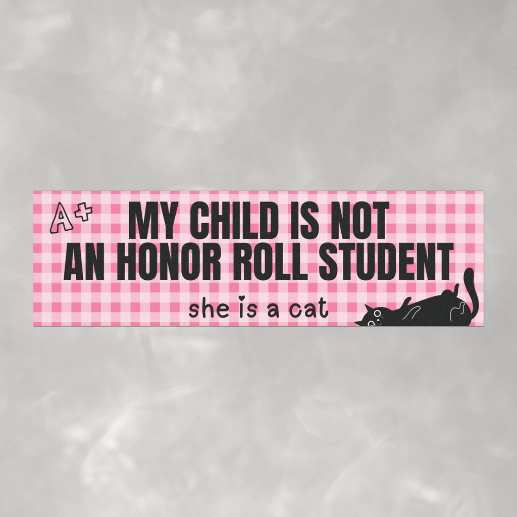 My Child is Not an Honor Roll Student He is a Cat Funny Cat Mom Car Magnet (10"x3")