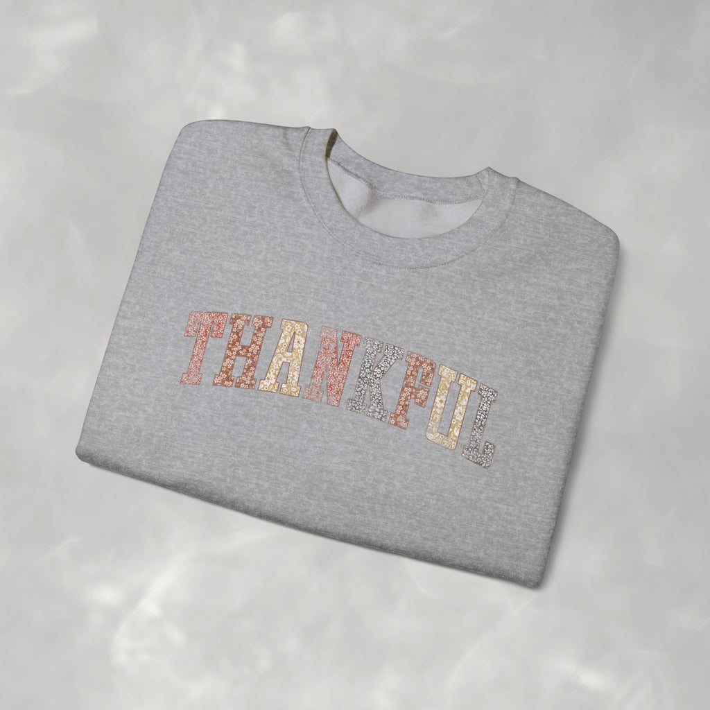 Thankful Cute Boho Trendy Gildan Unisex Heavy Blend™ Crewneck Sweatshirt for Autumn, Fall, Thanksgiving