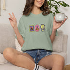 Cute Halloween Spooky Stamps with Cat, Jack-O-Lanter, Skeleton, Comfort Colors Tee