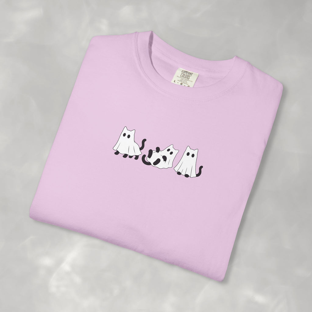 Cute Black Cat Ghosts, Haunted Kitties Halloween Comfort Colors Tee