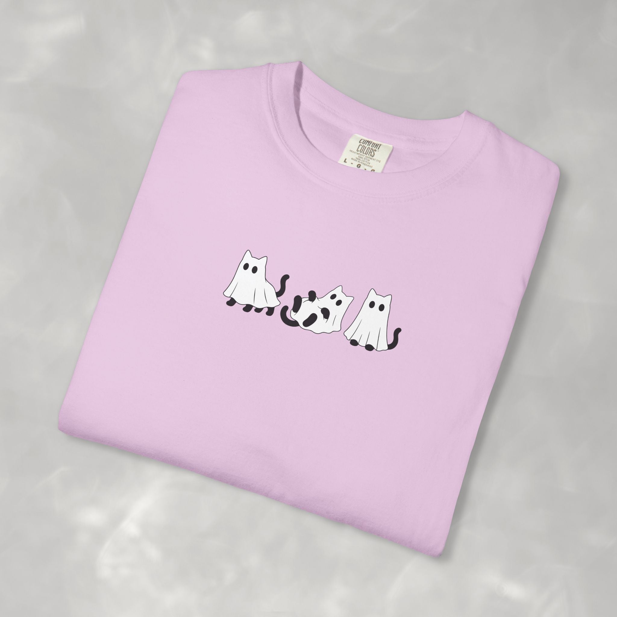 Cute Black Cat Ghosts, Haunted Kitties Halloween Comfort Colors Tee