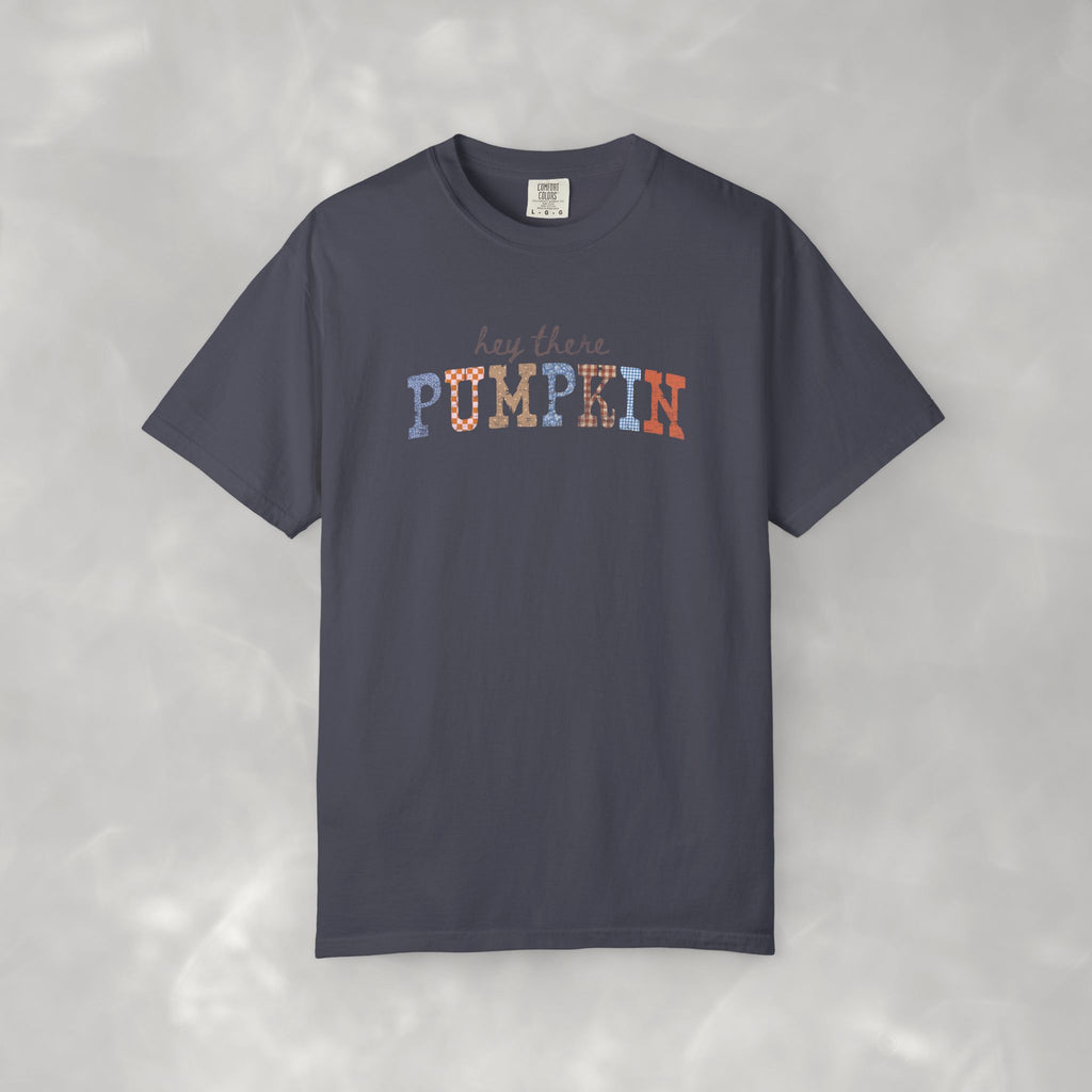 Hey There Pumpkin Distressed Comfort Colors Garment-Dyed T-shirt for Autumn, Fall, Thanksgiving