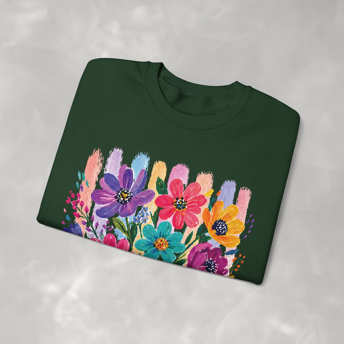 Boho Floral Striped Gildan Unisex Heavy Blend™ Crewneck Sweatshirt
