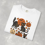 Spooky Black Cats and Jack-O-Lanterns, Unisex Comfort Colors Tee