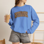 Leopard Print Varsity Nurse Gildan Unisex Heavy Blend™ Crewneck Sweatshirt