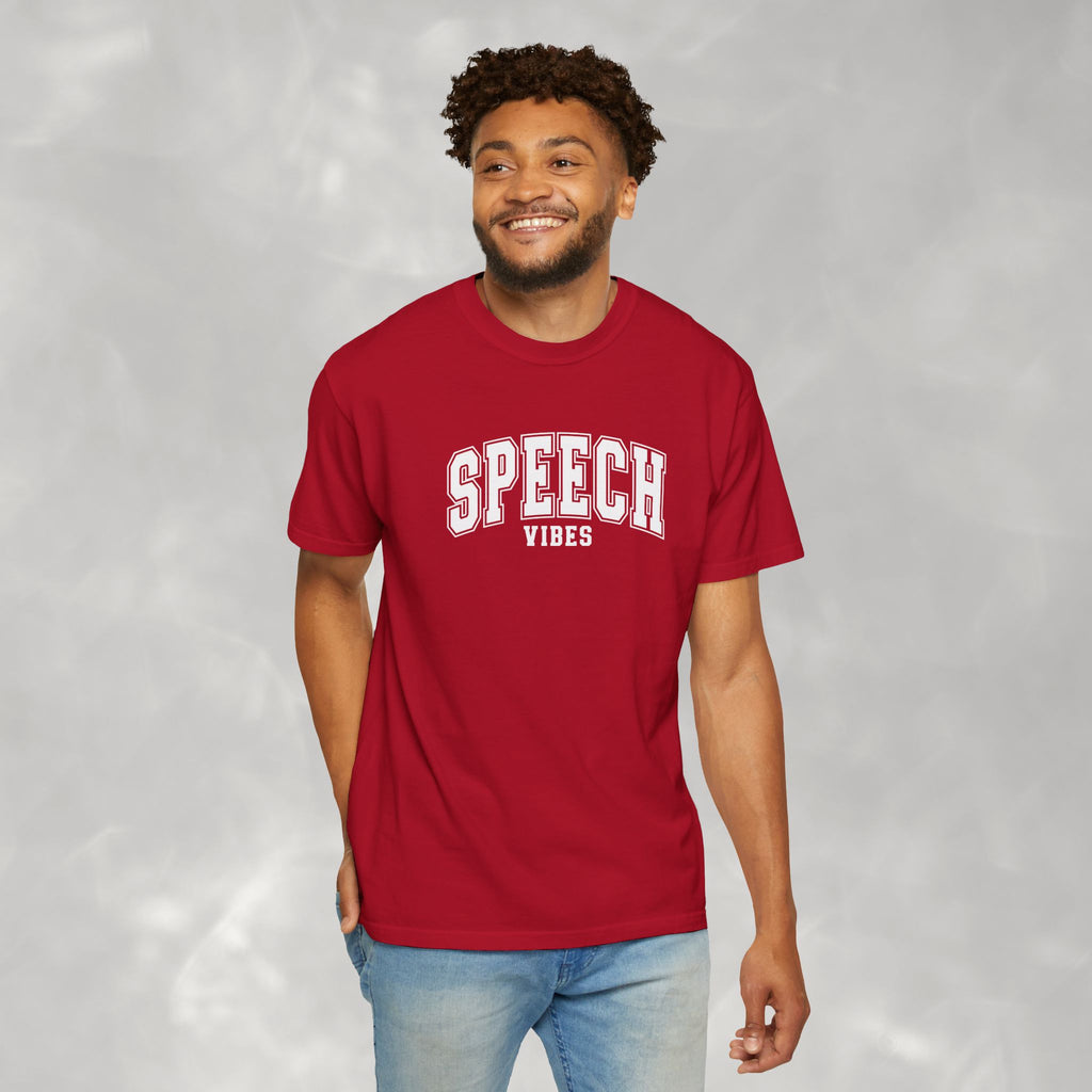 Speech Vibes, Unisex Comfort Colors Tee for SLP, SLPA, Speech Therapy
