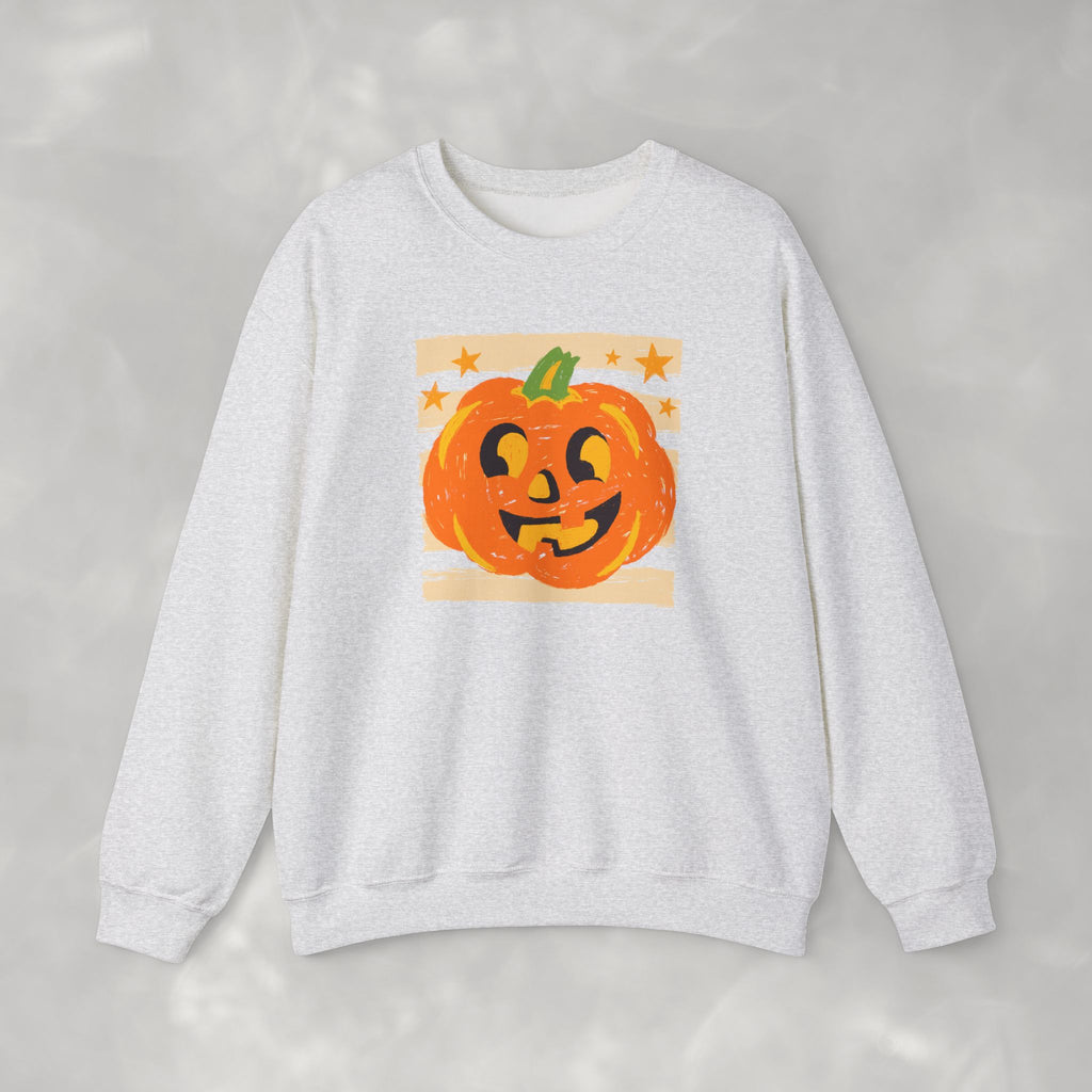 Happy Jack-O-Lantern, Striped Halloween Unisex Heavy Blend™ Crewneck Sweatshirt