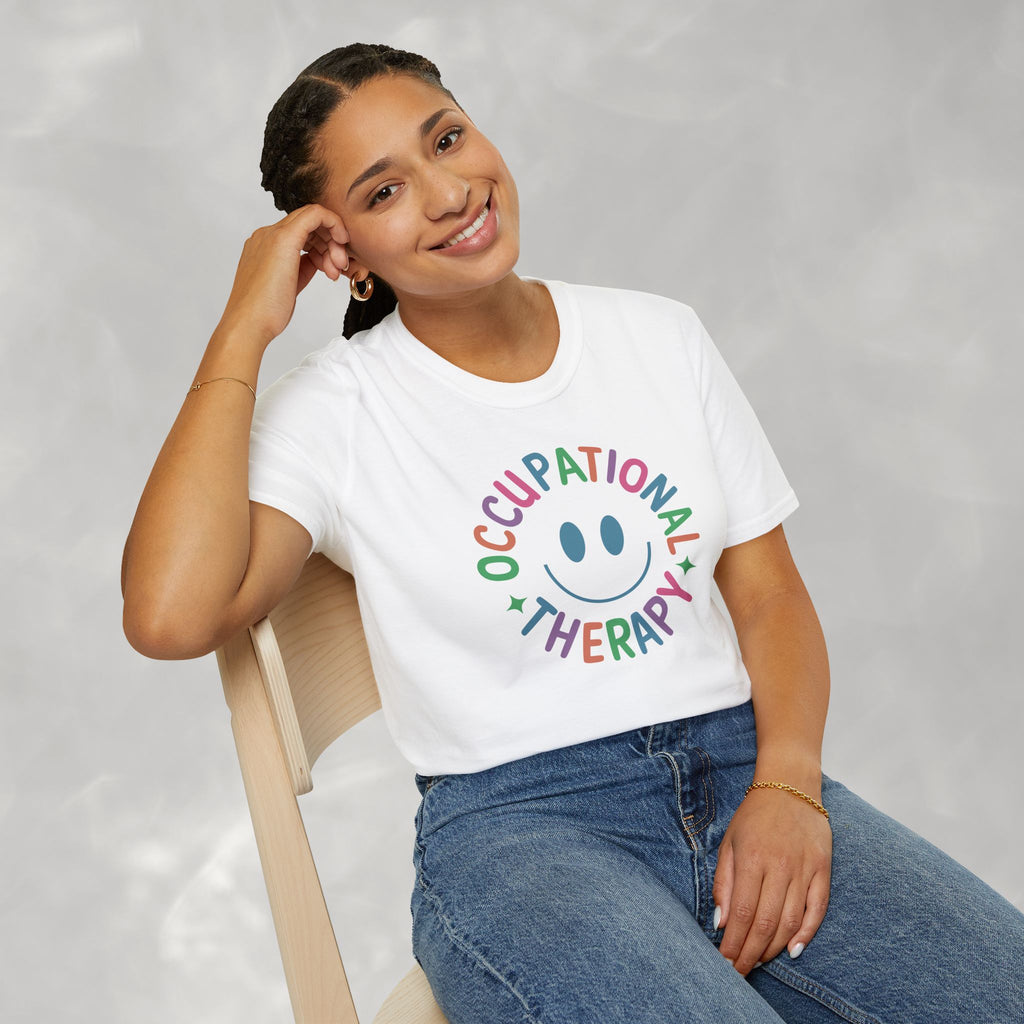 Occupational Therapy, Cute Playful Smile, OT, COTA Unisex Softstyle T-Shirt