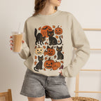 Spooky Black Cats and Jack-O-Lanterns, Gildan Unisex Heavy Blend™ Crewneck Sweatshirt