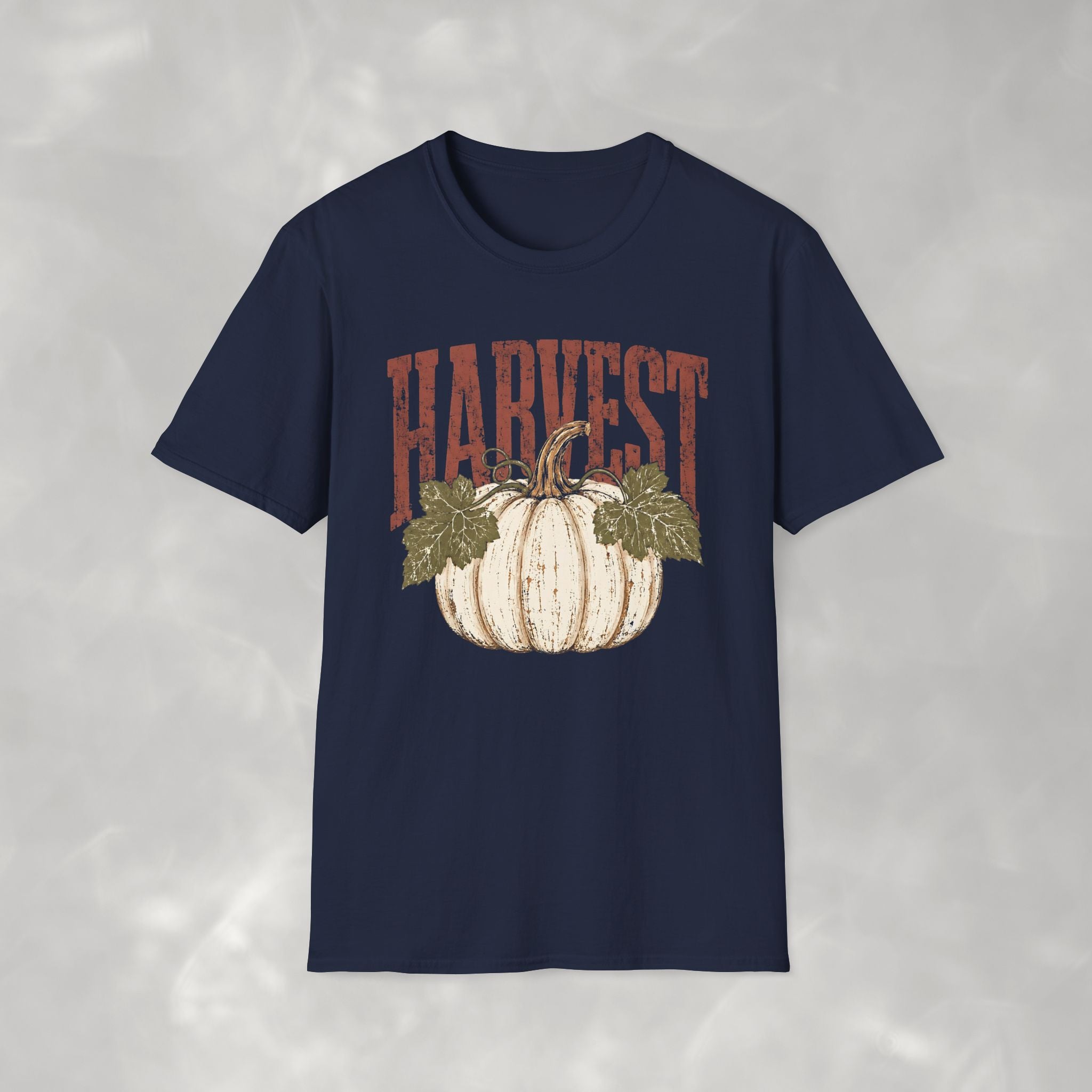 Autumn Harvest, White Pumpkin Retro Gildan Unisex Softstyle T-Shirt
