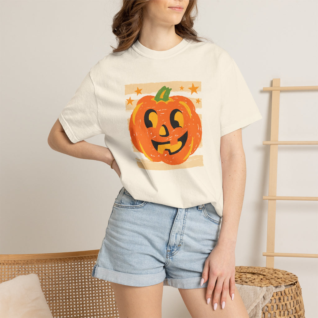 Happy Jack-O-Lantern, Striped Halloween Comfort Colors Unisex Garment-Dyed T-shirt