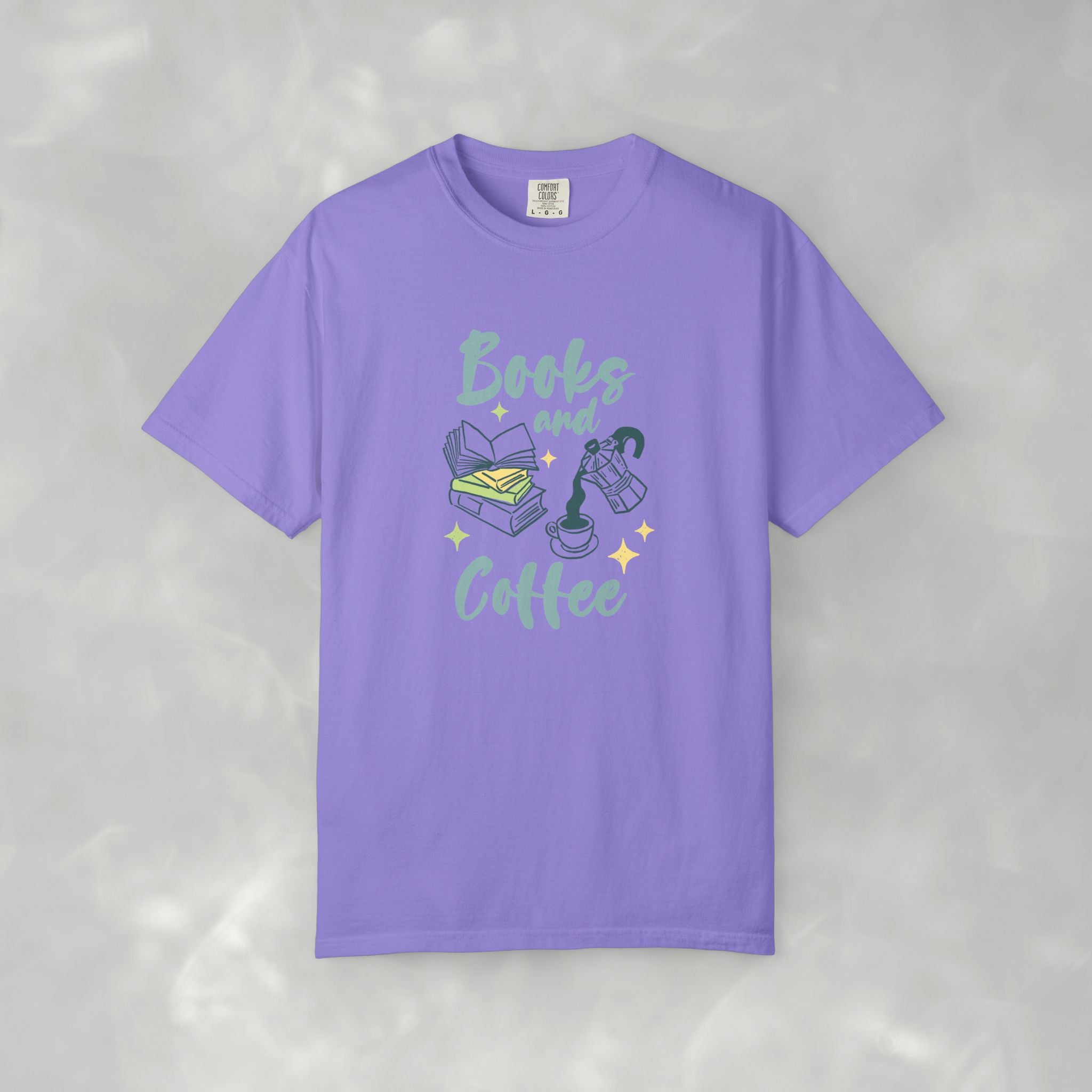 Books and Coffee, Reading, Coffee Lover Comfort Colors Tee