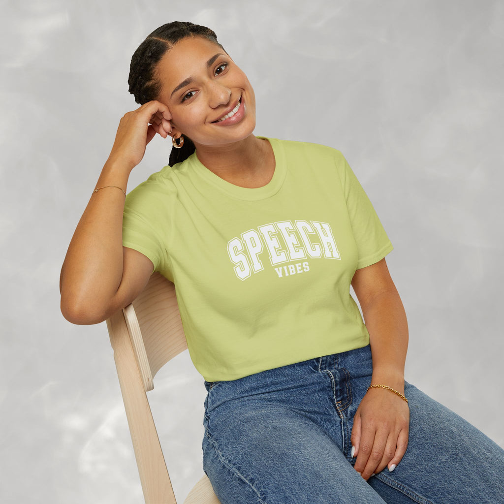 Speech Vibes Gildan Unisex Softstyle T-Shirt for SLP, SLPA, Speech Therapy