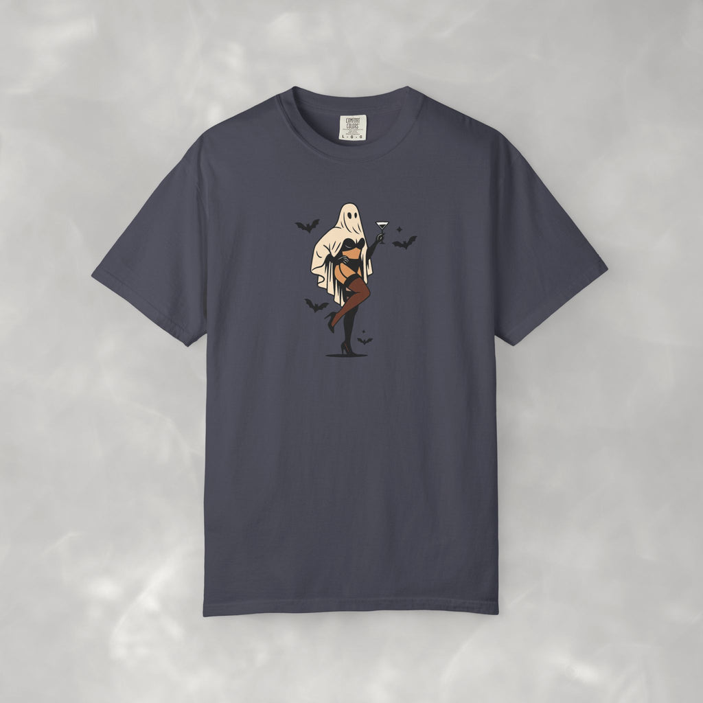 Spooky Retro Ghost Babe Unisex Comfort Colors Tee