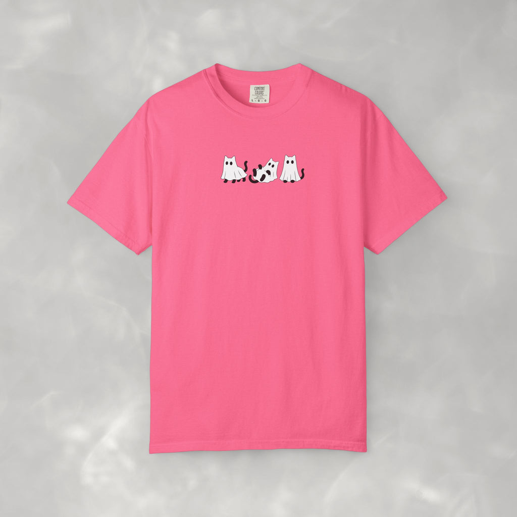 Cute Black Cat Ghosts, Haunted Kitties Halloween Comfort Colors Tee
