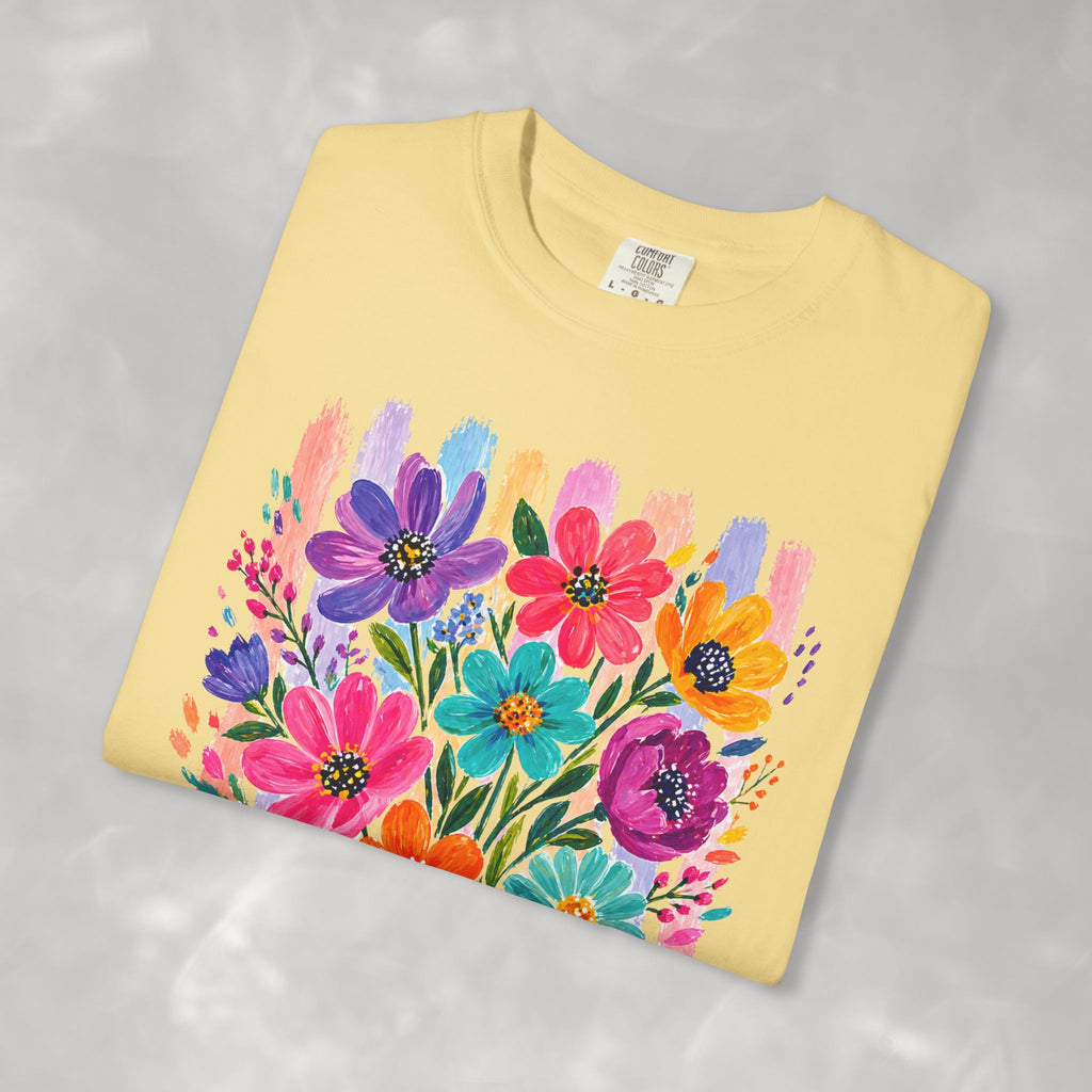 Boho Floral Stripes Comfort Colors Tee