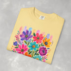 Boho Floral Stripes Comfort Colors Tee