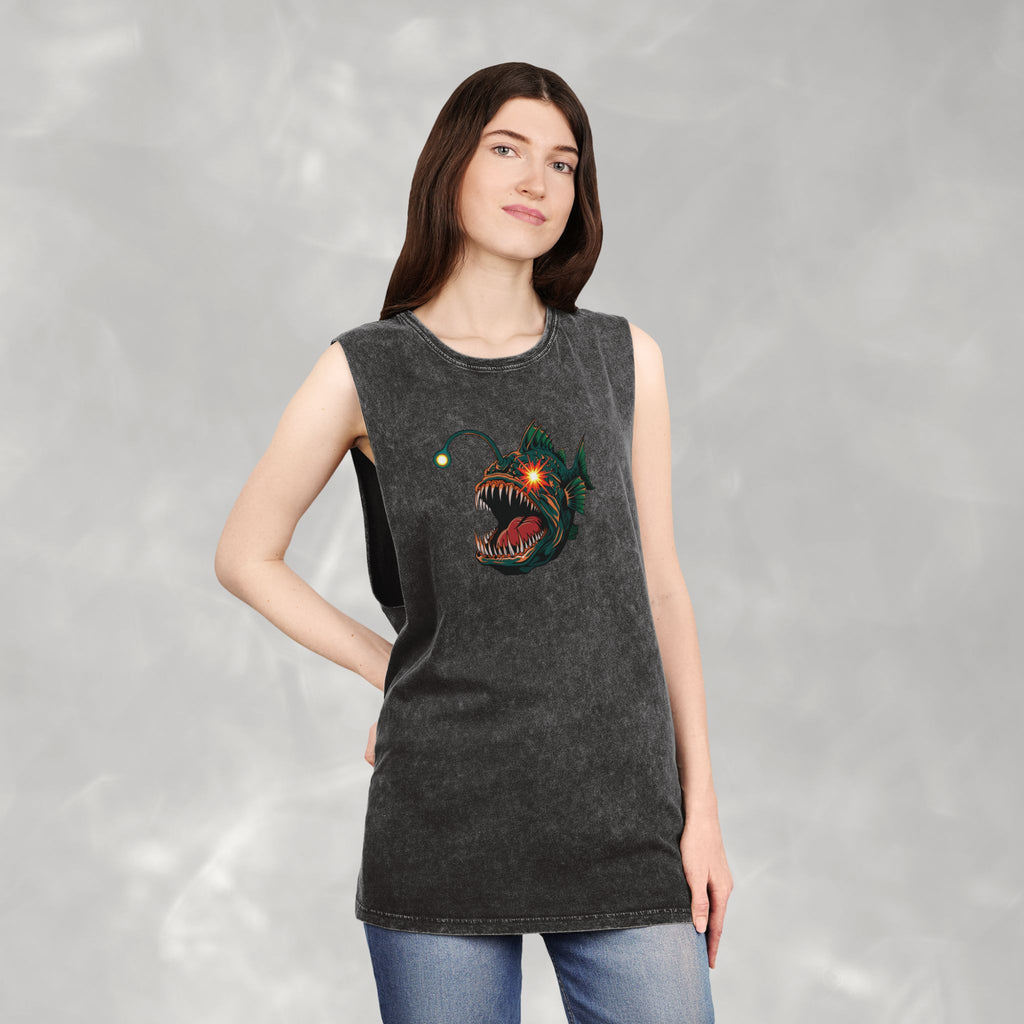 Short Fuse, Angler Fish Questionable Concepts Unisex Stonewash Tank Top