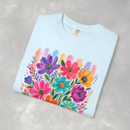 Boho Floral Stripes Comfort Colors Tee