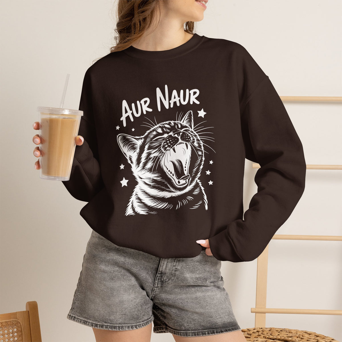 Aur Naur (Oh No) Funny Cat Lover Unisex Heavy Blend™ Crewneck Sweatshirt