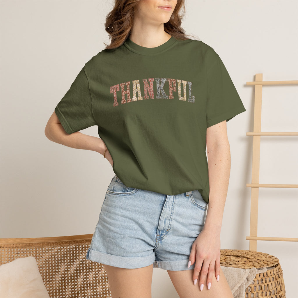 Boho Cute Thankful Comfort Colors Garment-Dyed T-shirt for Thanksgiving