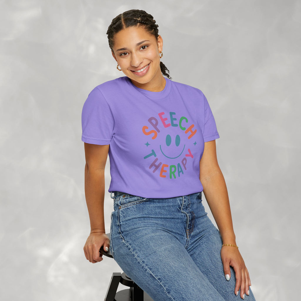 Speech Therapy, Cute Playful Smile, SLP, SLPA Comfort Colors Tee