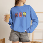 Cute Halloween Spooky Stamps with Cat, Jack-O-Lanter, Skeleton, Gildan Unisex Heavy Blend™ Crewneck Sweatshirt