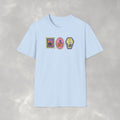 Cute Halloween Spooky Stamps with Cat, Jack-O-Lanter, Skeleton, Gildan Unisex Softstyle T-Shirt
