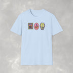 Cute Halloween Spooky Stamps with Cat, Jack-O-Lanter, Skeleton, Gildan Unisex Softstyle T-Shirt