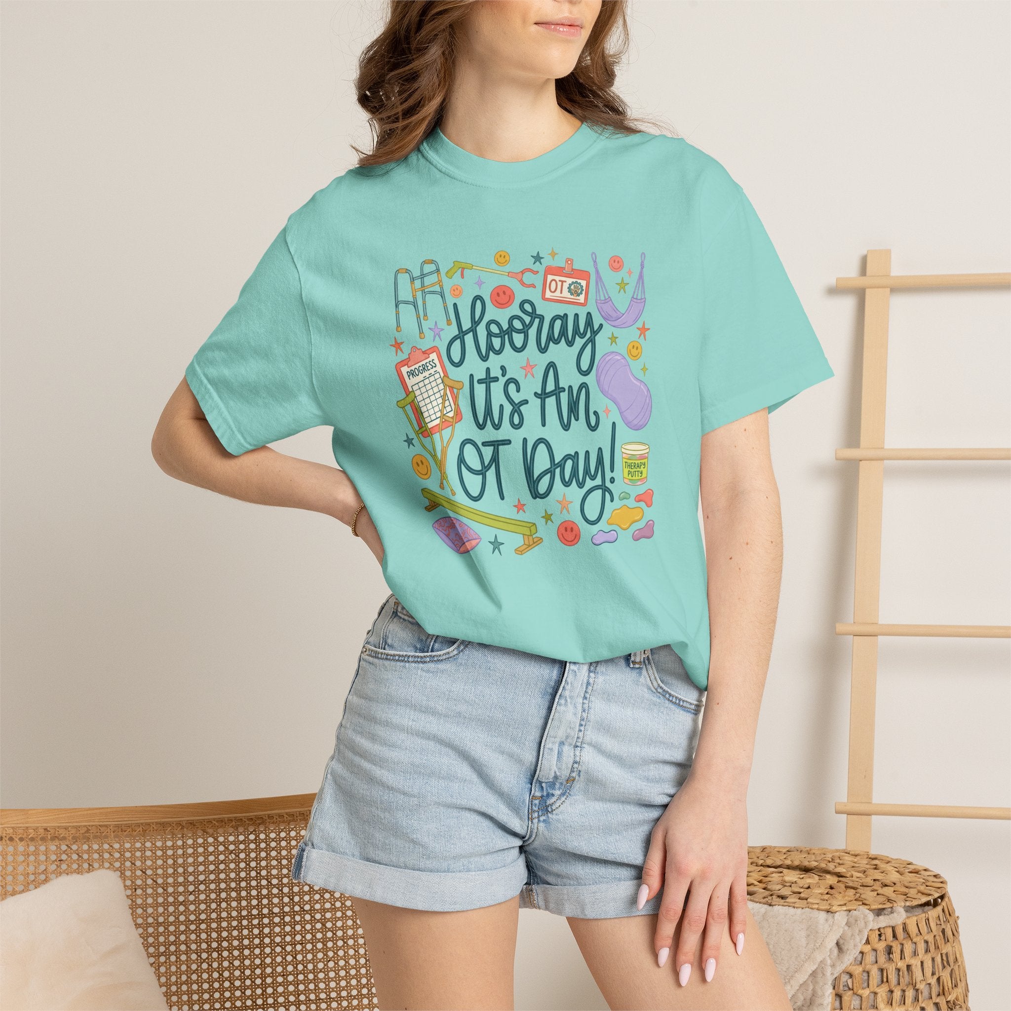 Hooray It's an OT Day, Cute, Playful, Pediatric Occupational Therapy, OTR, COTA Comfort Colors Tee