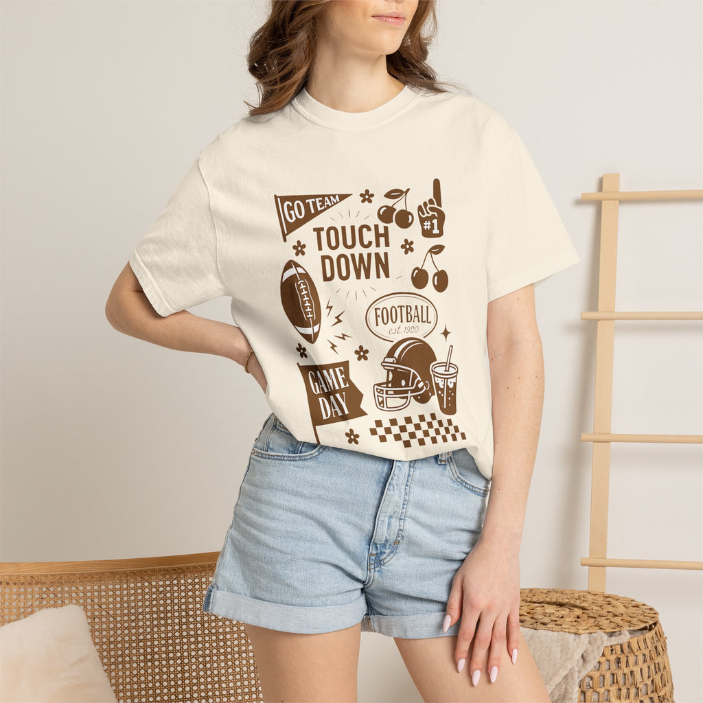 Football Preppy Game Day Comfort Colors Tee for Women