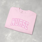 Pink Striped Varsity Nurse Gildan Unisex Heavy Blend™ Crewneck Sweatshirt for RN, LPN, GN, Student Nurse