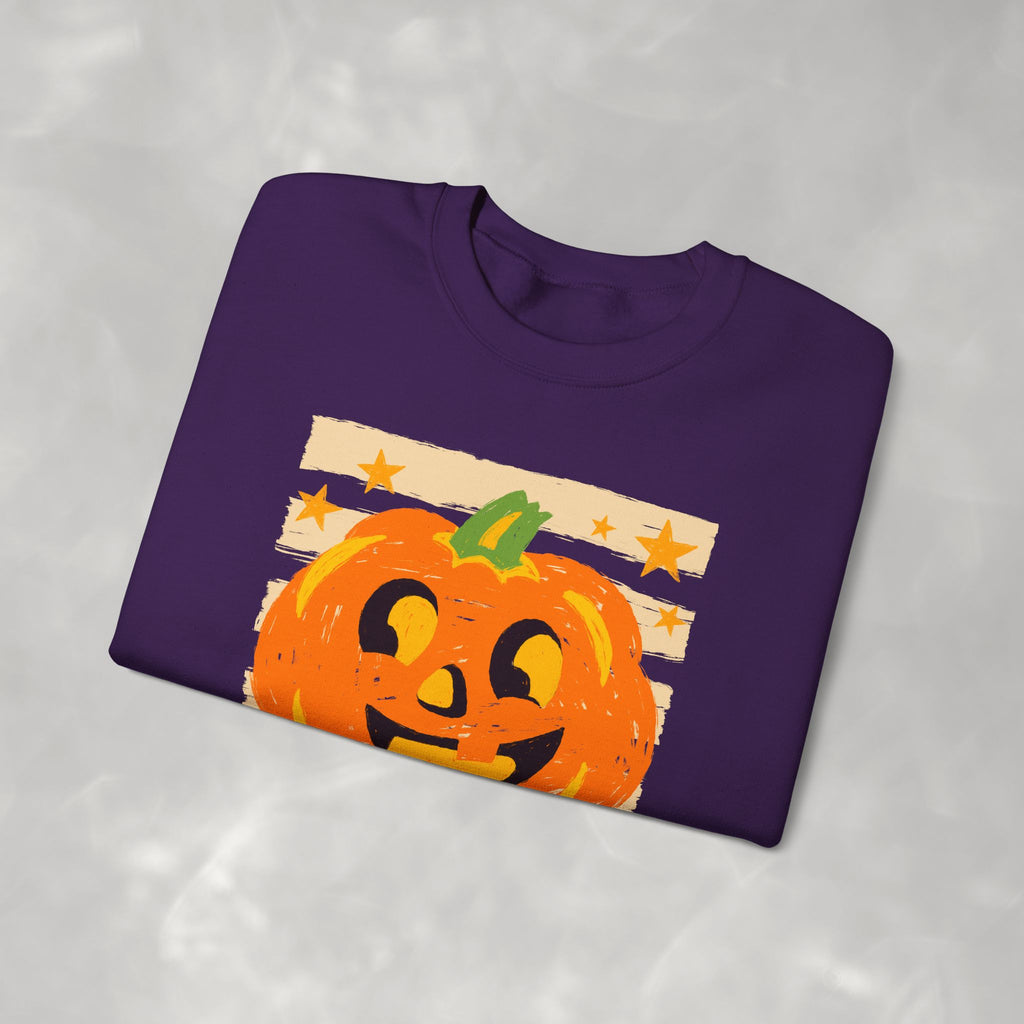 Happy Jack-O-Lantern, Striped Halloween Unisex Heavy Blend™ Crewneck Sweatshirt