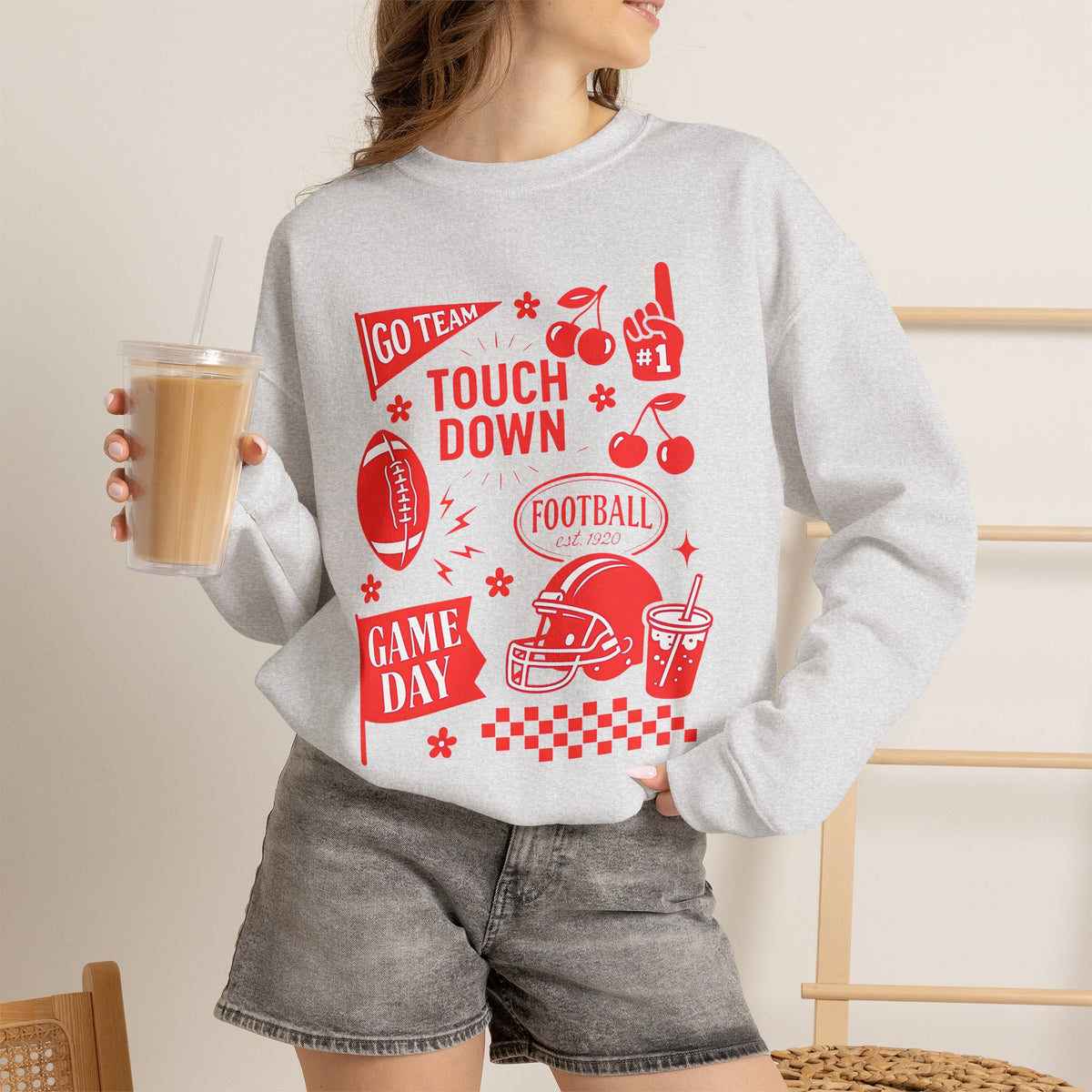 Football Season, Touchdown, Gameday, Cute Gildan Unisex Heavy Blend™ Crewneck Sweatshirt