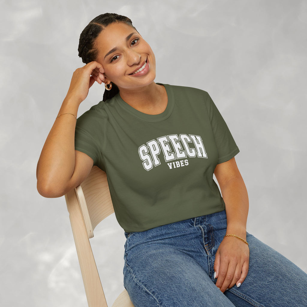 Speech Vibes Gildan Unisex Softstyle T-Shirt for SLP, SLPA, Speech Therapy