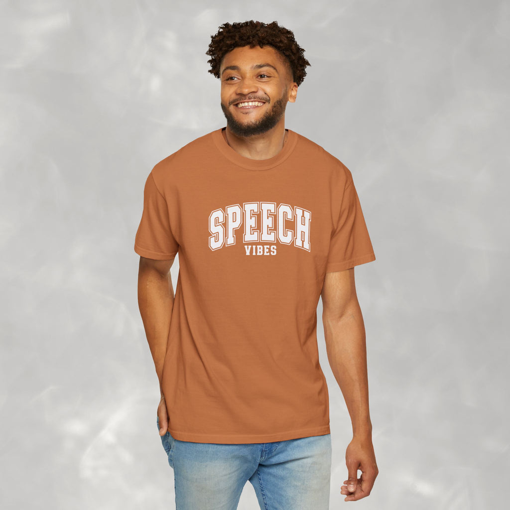 Speech Vibes, Unisex Comfort Colors Tee for SLP, SLPA, Speech Therapy