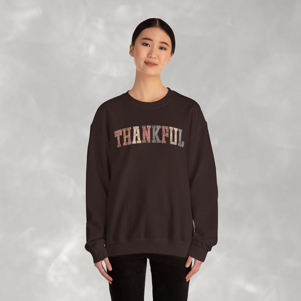 Thankful Cute Boho Trendy Gildan Unisex Heavy Blend™ Crewneck Sweatshirt for Autumn, Fall, Thanksgiving