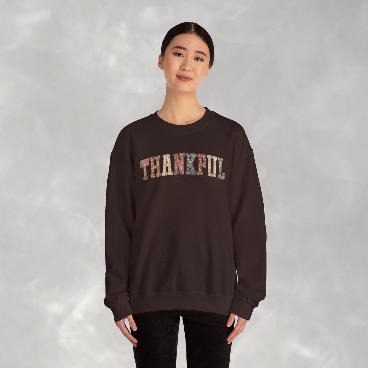 Thankful Cute Boho Trendy Gildan Unisex Heavy Blend™ Crewneck Sweatshirt for Autumn, Fall, Thanksgiving