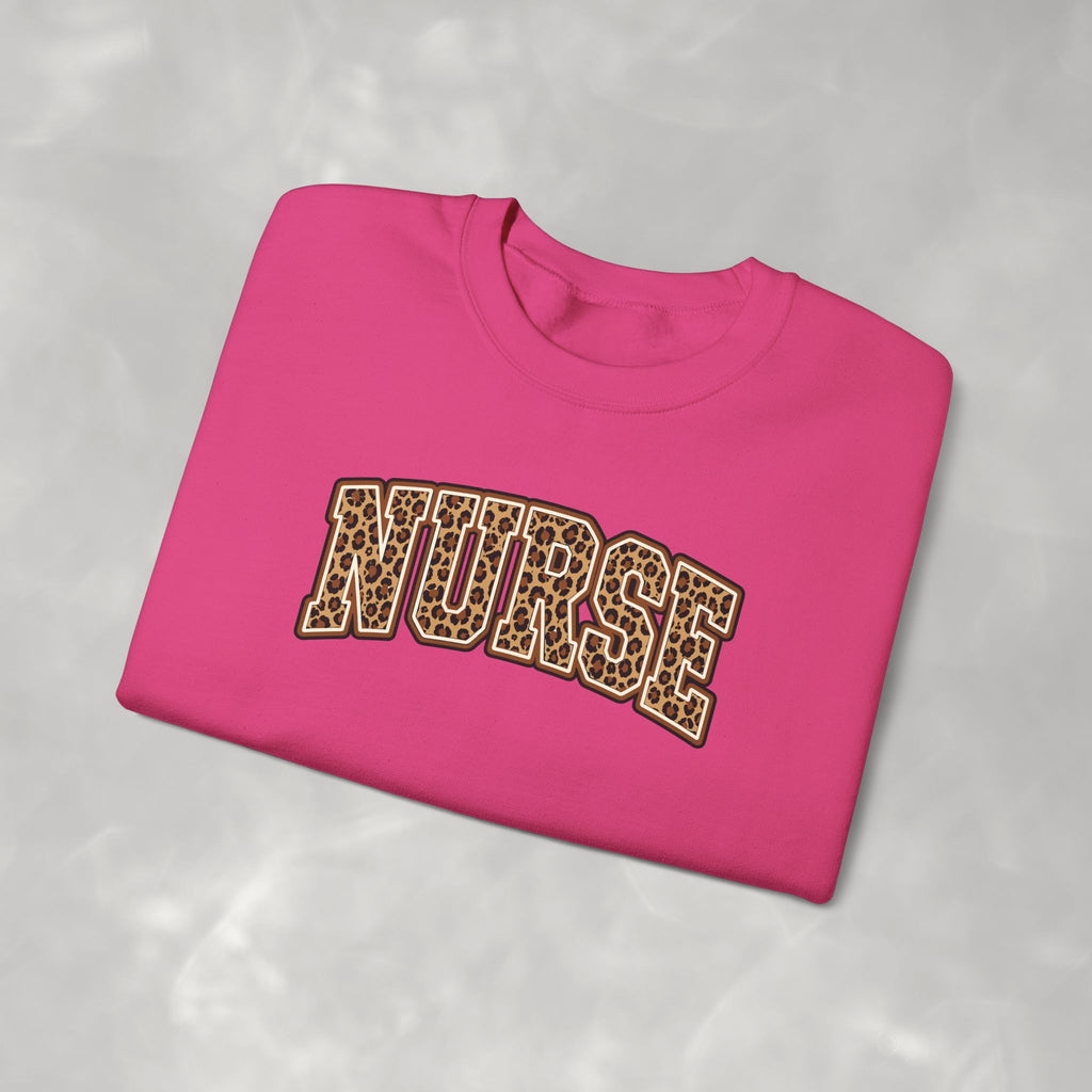 Leopard Print Varsity Nurse Gildan Unisex Heavy Blend™ Crewneck Sweatshirt