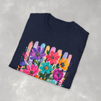 Boho Striped Flowers Gildan Softstyle T-Shirt