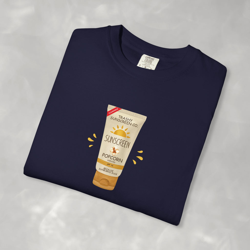 Popcorn Scented Sunscreen, Funny, Random Questionable Concepts Comfort Colors Tee