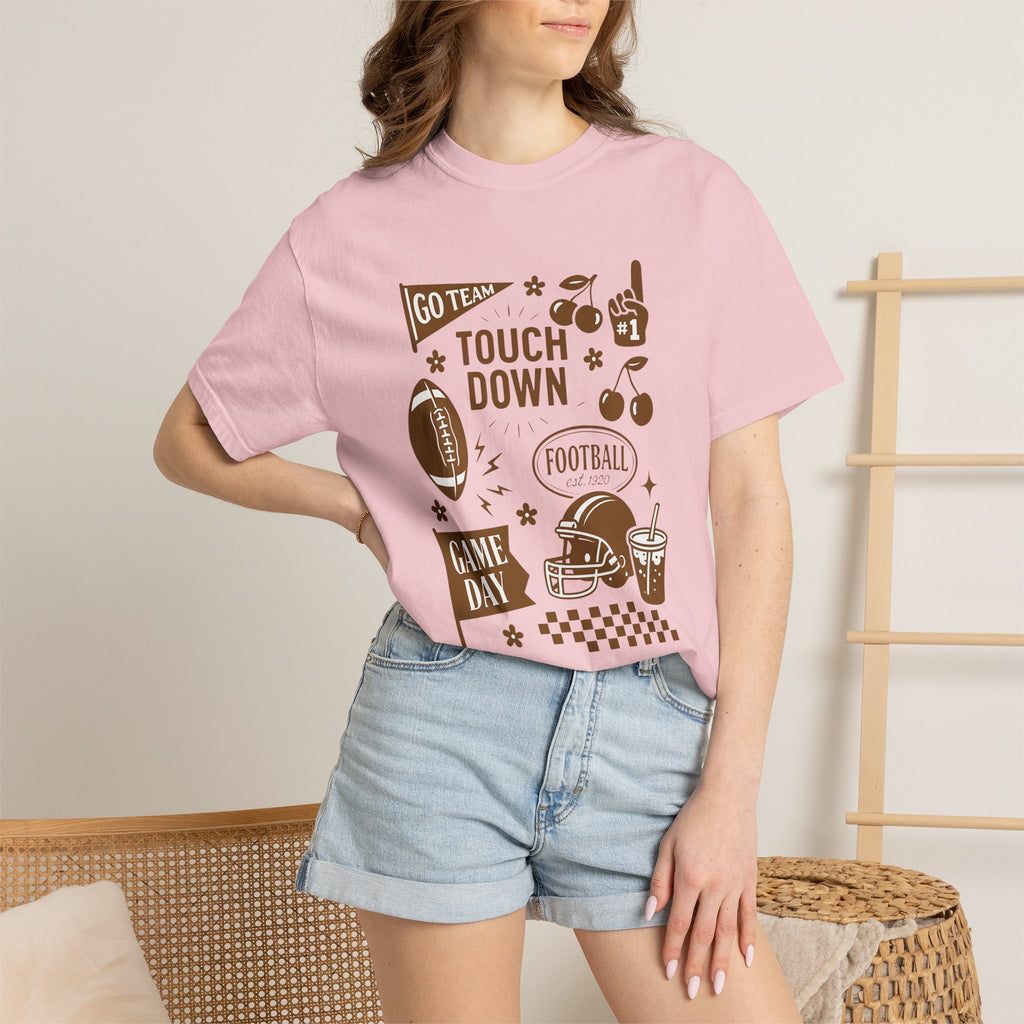 Football Preppy Game Day Comfort Colors Tee for Women