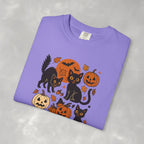 Spooky Black Cats and Jack-O-Lanterns, Unisex Comfort Colors Tee