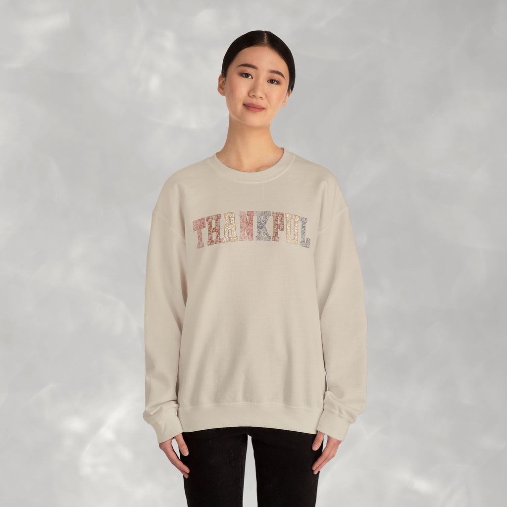 Thankful Cute Boho Trendy Gildan Unisex Heavy Blend™ Crewneck Sweatshirt for Autumn, Fall, Thanksgiving