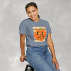 Happy Jack-O-Lantern, Striped Halloween Comfort Colors Unisex Garment-Dyed T-shirt