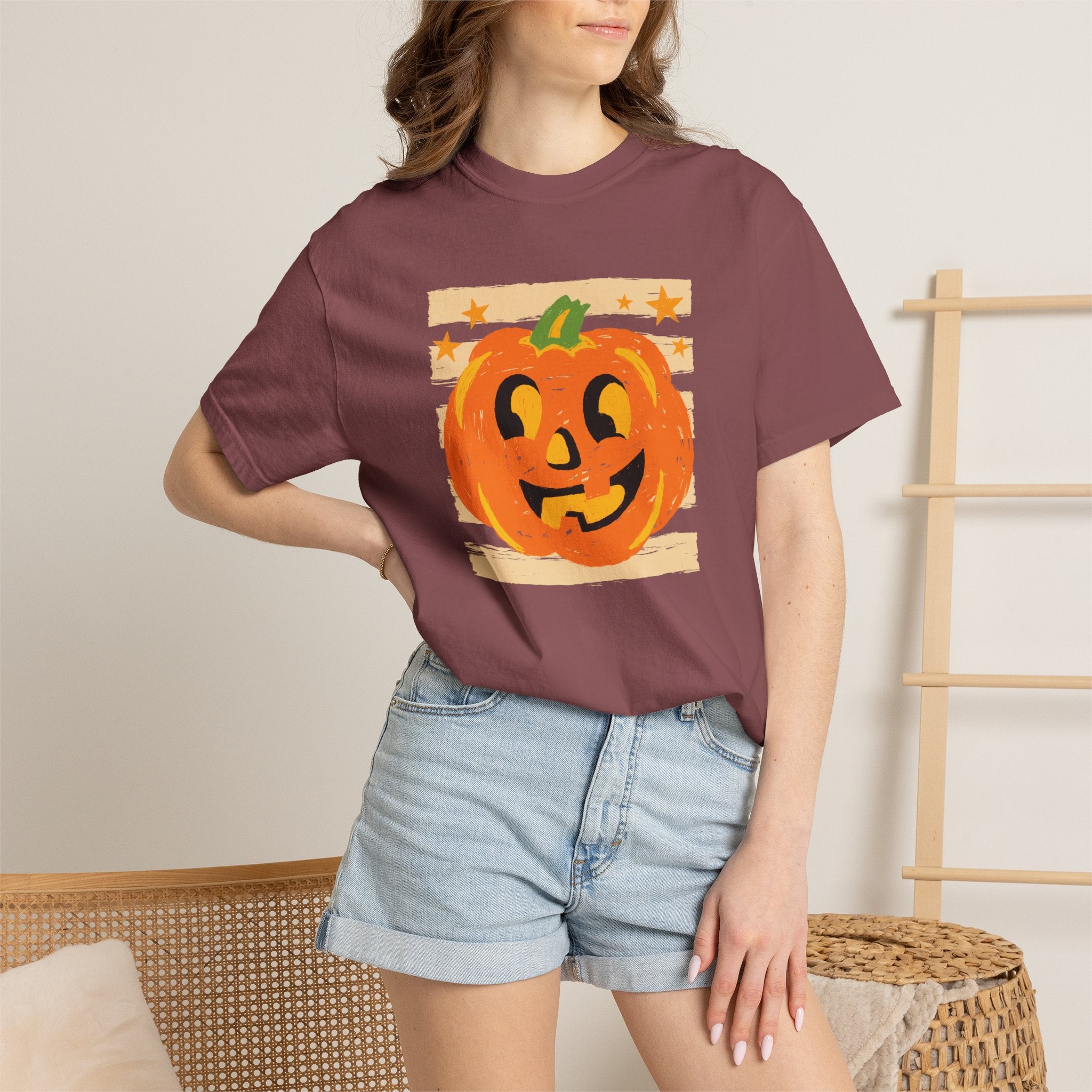 Happy Jack-O-Lantern, Striped Halloween Comfort Colors Unisex Garment-Dyed T-shirt