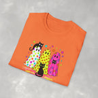 Preppy, Girly, Cute Halloween Ghosts with Cats, Gildan Unisex Softstyle T-Shirt
