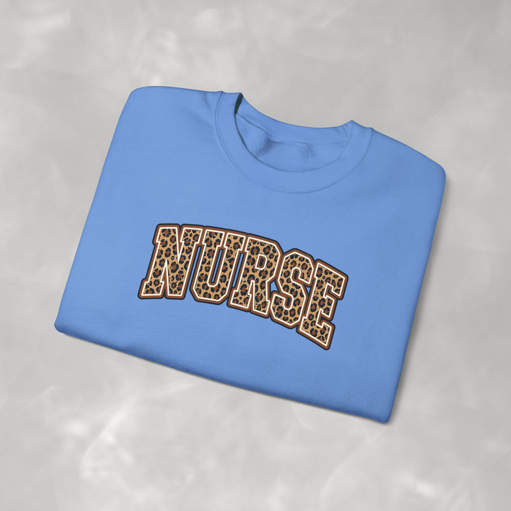 Leopard Print Varsity Nurse Gildan Unisex Heavy Blend™ Crewneck Sweatshirt