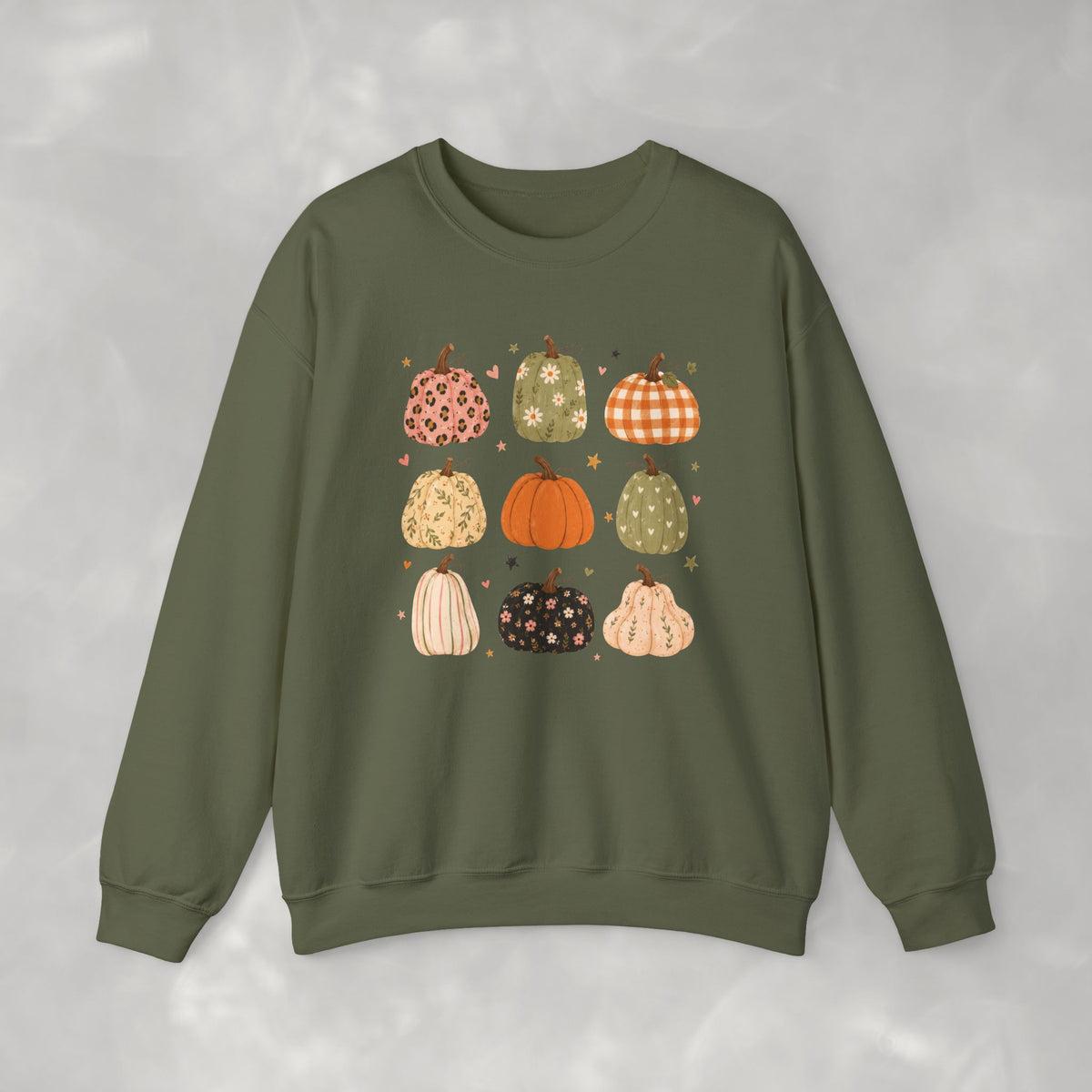 Whimsical Autumn Pumpkins Gildan Unisex Heavy Blend™ Crewneck Sweatshirt for Fall, Thanksgiving