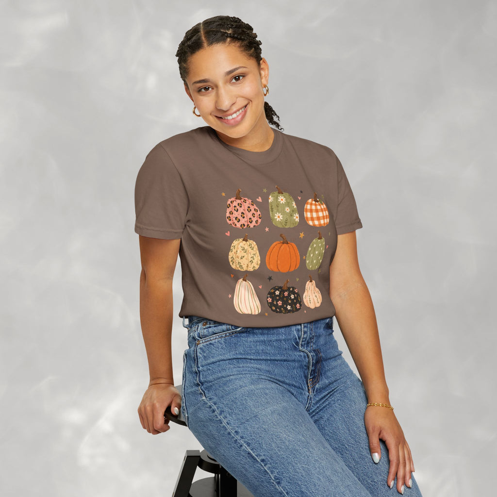 Whimsical Autumn Pumpkins Comfort Color Garment-Dyed T-shirt for Fall, Thanksgiving
